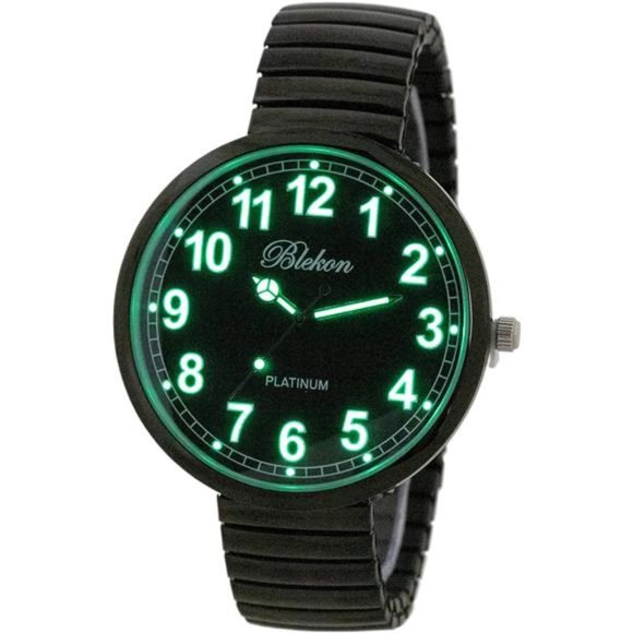 Large Face Stretch Band Luminous Hands and Numbers Dial Japanese Move Watch main image 6